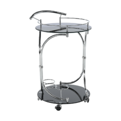 Serviertisch, schwarzes Glas/Chrom, VESNA (akce)