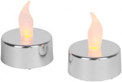Svíčky MagicHome Vánoce, LED čajové, sada 2 ks, stříbrné, na hrob, pohyblivý plamen