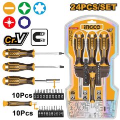 Șurubelnițe + set de biți 24pcs INGCO