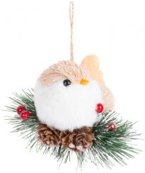 Božični okras MagicHome, Ptica na veji, 10x6x9 cm