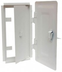Dimniška vrata s ključem 360 x 200 mm bele barve