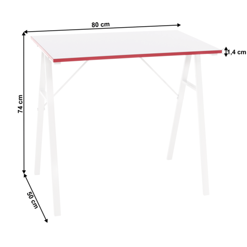 Počítačový stůl, bílá/červená, RALDO - AKCE