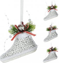 Pantof pentru agățat ornament 11,5 cm amestec polispumă/poliester argint