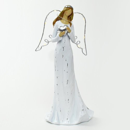 Postavička anděl LED 13,5x10x30 cm bílý