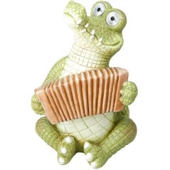 Kerti dísz: krokodil napfényes harmonikával, 47 cm