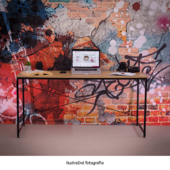 Psací stůl, dub/černá, 120x60 cm, MELLORA