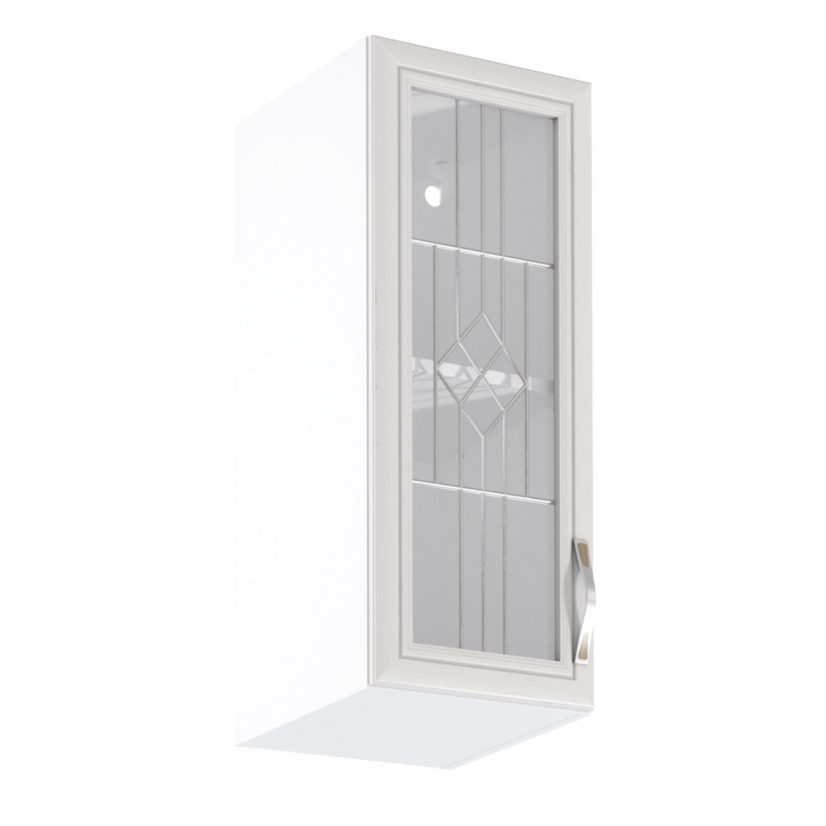 Oberschrank G30S mit Glas, links, Weiß/Kiefer Andersen, SICILIA