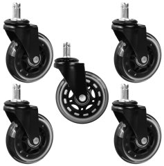 Set de roți pivotante pentru scaun, 75 mm, capacitate de încărcare 45 kg, 5 piese, GEKO