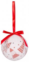 MagicHome božićne kuglice, s drvcima, 6 kom, 7,5 cm, crveno/bijele, za božićno drvce