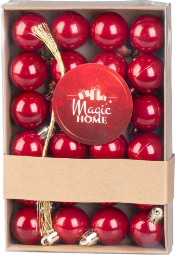 MagicHome Weihnachtskugeln, 24 Stück, Set, rot, für Weihnachtsbaum, 3 cm
