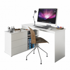 Univerzalni kutni PC stol, bijeli, TERINO