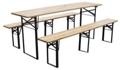 Zestaw pivny DORTMUND Max, stôl 220x70x77 cm, 2x lavica 220x25x47 cm, drevo 27 mm