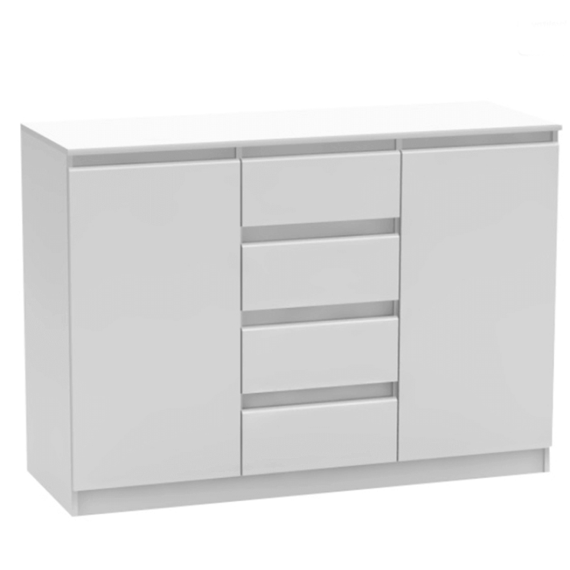 Komoda s 2 vrata i 4 ladice, bijela, HANY NEW 010