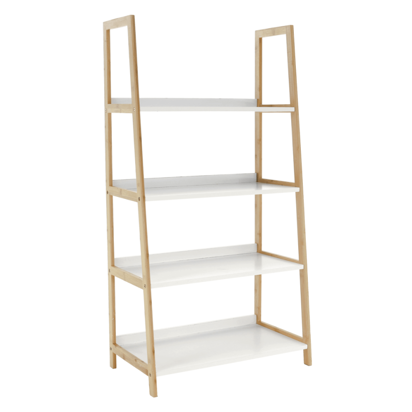 Polica s 4 police, bijela/prirodna, KOEN TIP 2