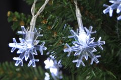 MagicHome Weihnachts-Schneeflocken-Kette, 10 LED kaltweiß, einfache Beleuchtung, 2xAA, IP20, Innenbereich, Beleuchtung, L-0,90 m