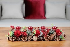 Ikebana MagicHome Weihnachten, Natur, Advent, 50x16x9 cm