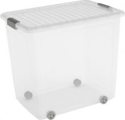 Kutija s poklopcem KIS W Kutija XL, 78 lit., prozirna, 39x57x52 cm, spremište, s kotačima