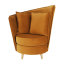Fotel w stylu Art Deco, tkanina Riviera musztardowy/dąb, OKRĄGŁY NOWY