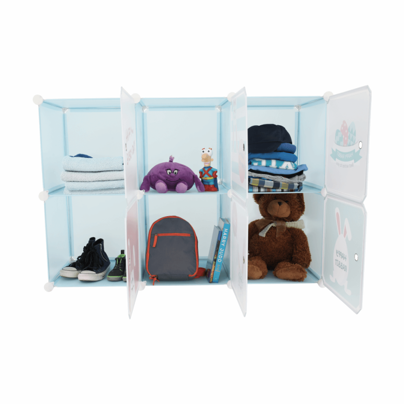 Modularer Kinderschrank, blau/Kindermuster, EDRIN