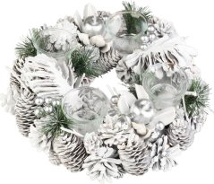 Veniec MagicHome Vianoce, adventný, biely, 32 cm