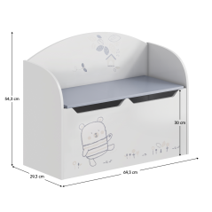 Spielzeugtruhe mit Stauraum, weiß, BÄR