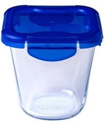 Élelmiszerdoboz zárható fedéllel, kerek, 12x12x12cm, 0,8L, átlátszó üveg PYREX