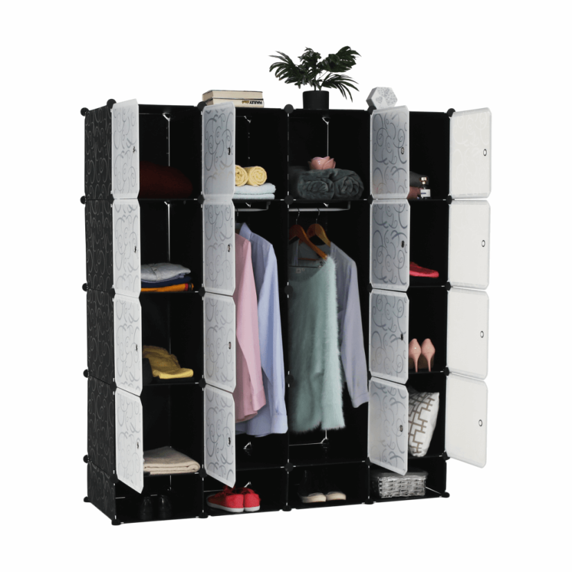 Modularni ormarski organizator, crna/mliječno bijela, RODAN TIP 2
