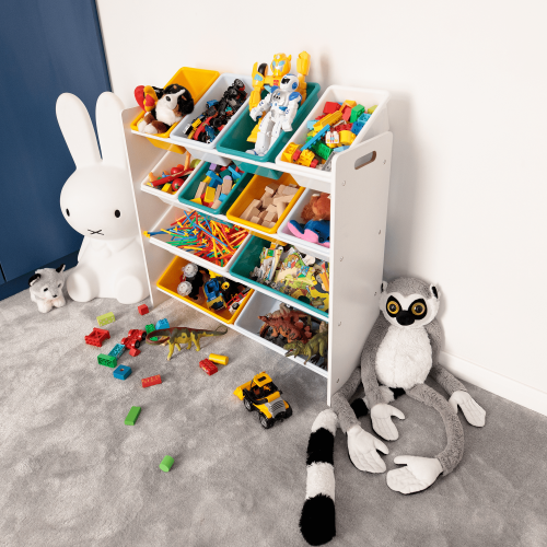 Spielzeug-Organizer/Regal, weiß/mehrfarbig, MADY
