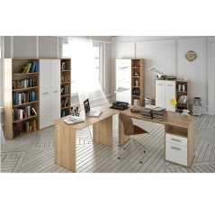 Kutni PC stol, sonoma hrast/bijela, MAURUS NEW MA11