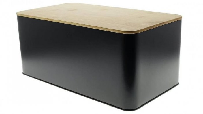 Kovinska škatla za kruh 31x17,5x13,5 cm z bambusovo ploščo