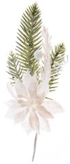 MagicHome Weihnachtszweig, mit Weihnachtssternblüte, weiß, 23 cm, Packung. 6 Stk