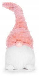 MagicHome karácsonyi figura, rövid lábú manó, szövet, rózsaszín-fehér, 20x19x58 cm