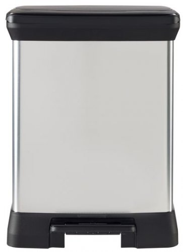 Basket Curver® DECO Treteimer, 10 Liter + 18 Liter, 39 x 29 x 50 cm, schwarz/silber, für Abfall