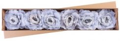 Flower MagicHome, bujor, albastru-gri, tulpină, dimensiune flori: 16 cm, lungime flori: 24 cm, bal. 6 buc