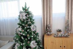 Flower MagicHome Weihnachten, Weihnachtsstern, silber, Stiel, Blütengröße: 35 cm