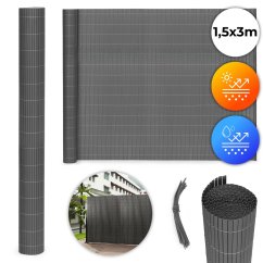 Covor de bambus cu două fețe 150x300 cm pentru balcon, terasă, gard Antracit MultiGarden (akce)