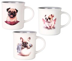 Porcelán bögre 330 ml CORA, 3 féle mintával kombinálva