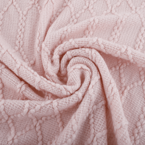 TEMPO-KONDELA SULIA TYP 2, pletená deka so strapcami, svetloružová, 150x200 cm