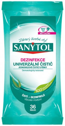 Dezinfekce Sanytol, univerzální čistič, jednorázové utěrky, 36 ks
