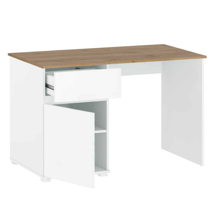 PC-Tisch 1D1S/120, Weißglanz/Wotaneiche, VILGO