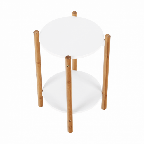 Příruční/noční stolek, bílá/přírodní, BAMP
