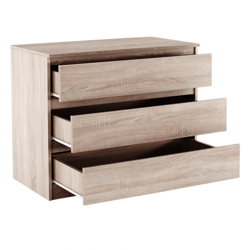 Komoda s 3 ladice, sonoma hrast, HANY NEW 003