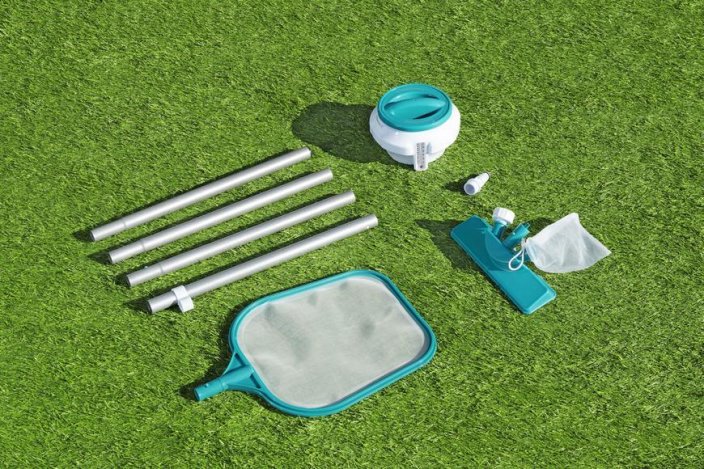 Kit Bestway® FlowClear™, 58794, colector, plasă, tester, distribuitor, mâner/tijă, kit de curățare și întreținere a piscinei