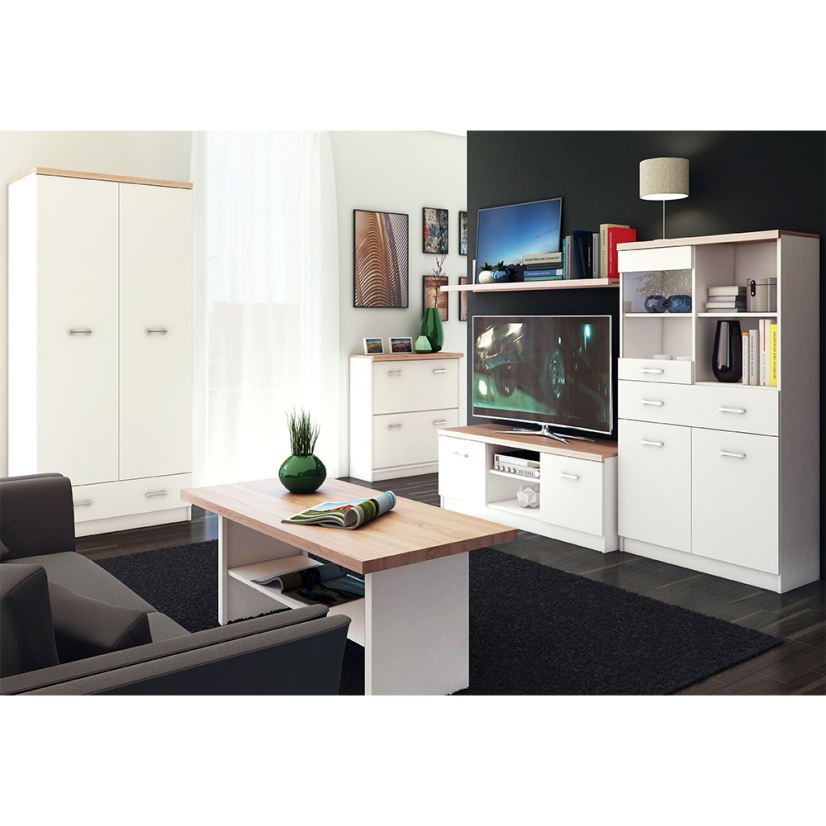 Komoda 2D1S, bijela/hrast sonoma, TOPTY TIP 14