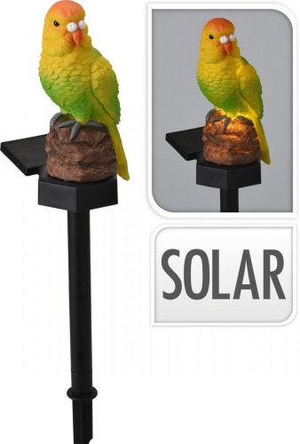 Ozdoba zapichovací solar papoušek 26,5 cm mix