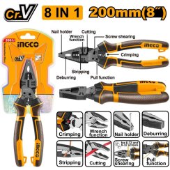 Kliešte kombinované 8v1 CrV 200mm INGCO Industrial