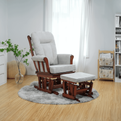 Fotel bujany z podstawą, orzech/szary, SAFORD