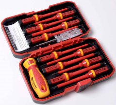 Zestaw wkrętaków dla elektryków, 13-częściowy, żółto-czerwony uchwyt, 1.000V, PRO-TECHNIK (akce)