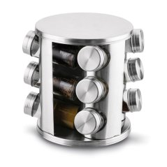 Przyprawy w stojaku FAVARO, stojak obrotowy + 12 przypraw, zestaw srebrny