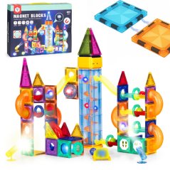 Magnetické svietiace stavebné bloky Marble Run 134 kusov